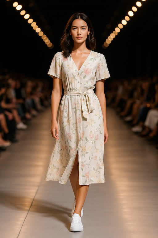 Slimline sneakers styled with a dress